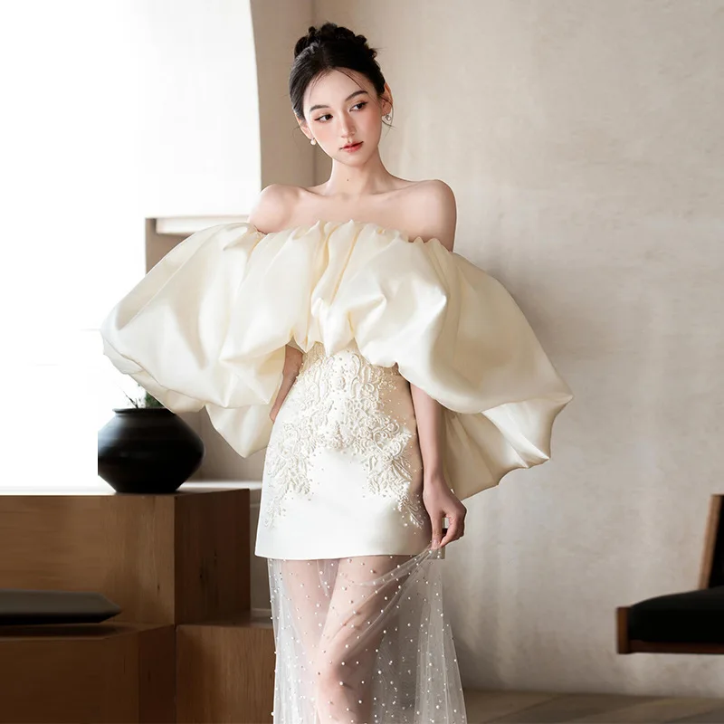 

ort Ele атласное свадебное платье на одно плечо, платье подружки невесты, свадебное платье на заказ для миниатюрных женщин