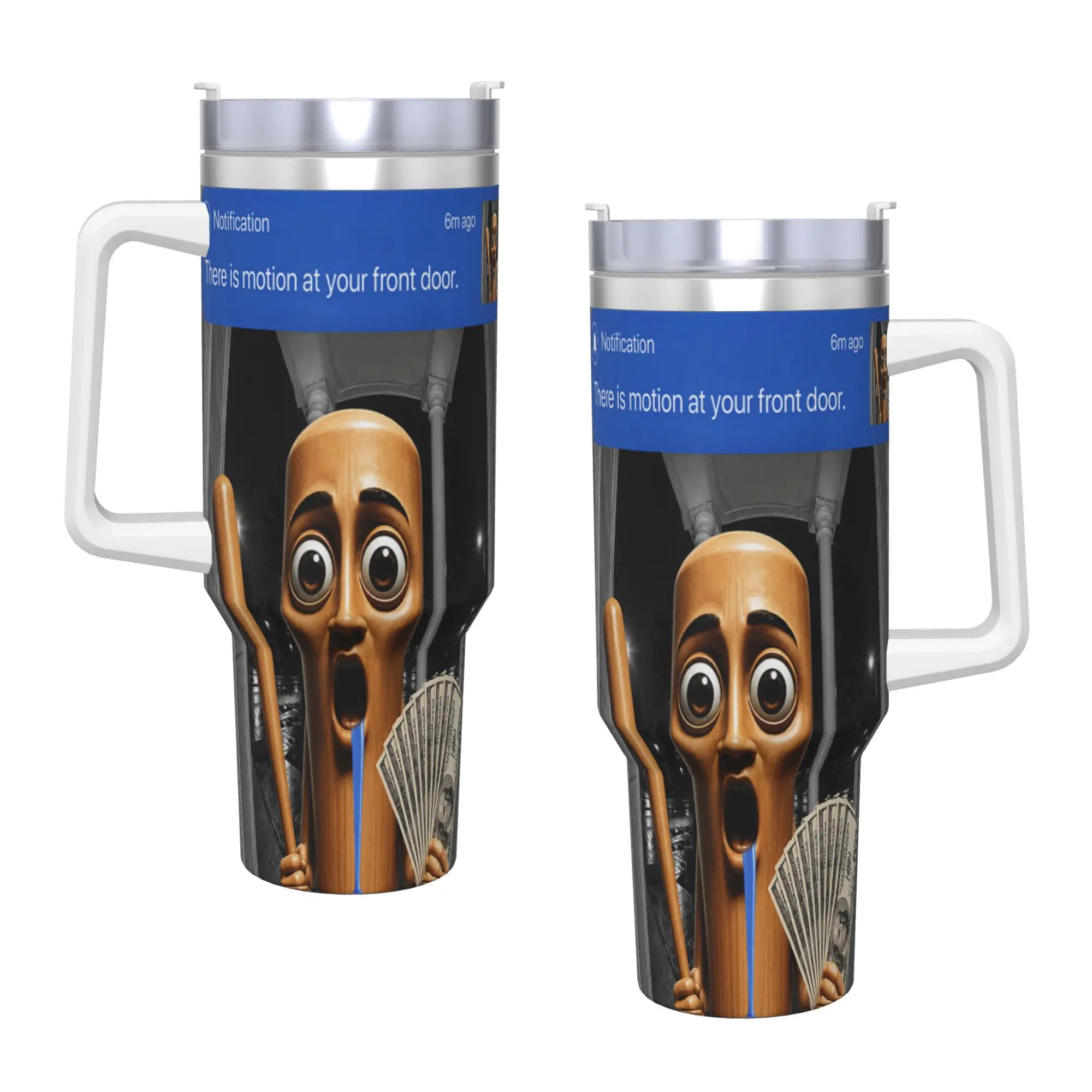 Stainless Steel Tumbler There is Motion at Your Front Tung Tung Sahur Drooling Money Car Mugs Travel Cold Drink Water Bottle