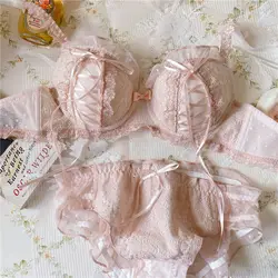 Sweet and lovely girl, soft girl, palace lace bra&underwear bra set