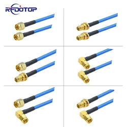 1Pcs SMA Male Plug to SMA Male/Female Connector Blue Color RG402 Semi Flexible High Frequency Coaxial Cable 50 Ohm 10cm-20m