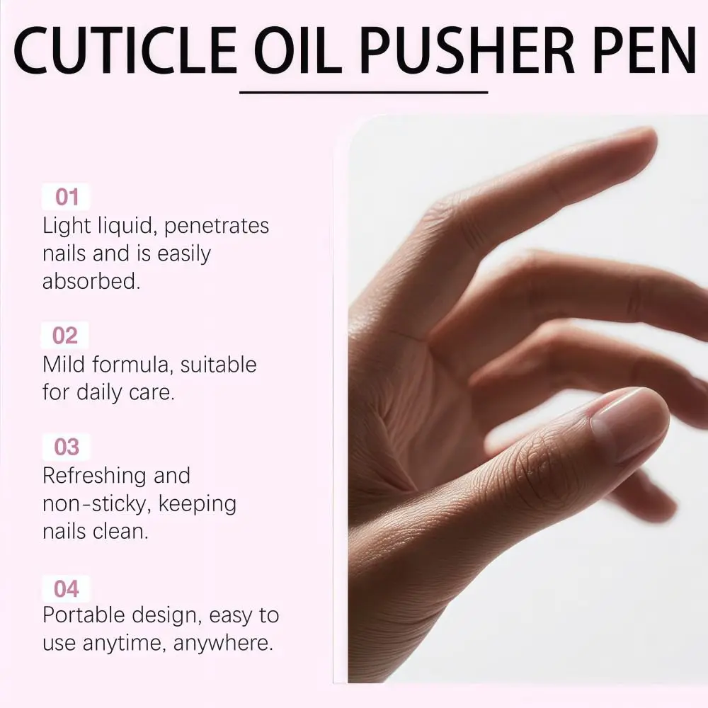 2-in-1 Cuticle Oil Pusher Pen Moisturizing 2ML Nail Cuticle Protectant Pen Portable Nail Brighten Nail Polish Pen Nail Care Tool