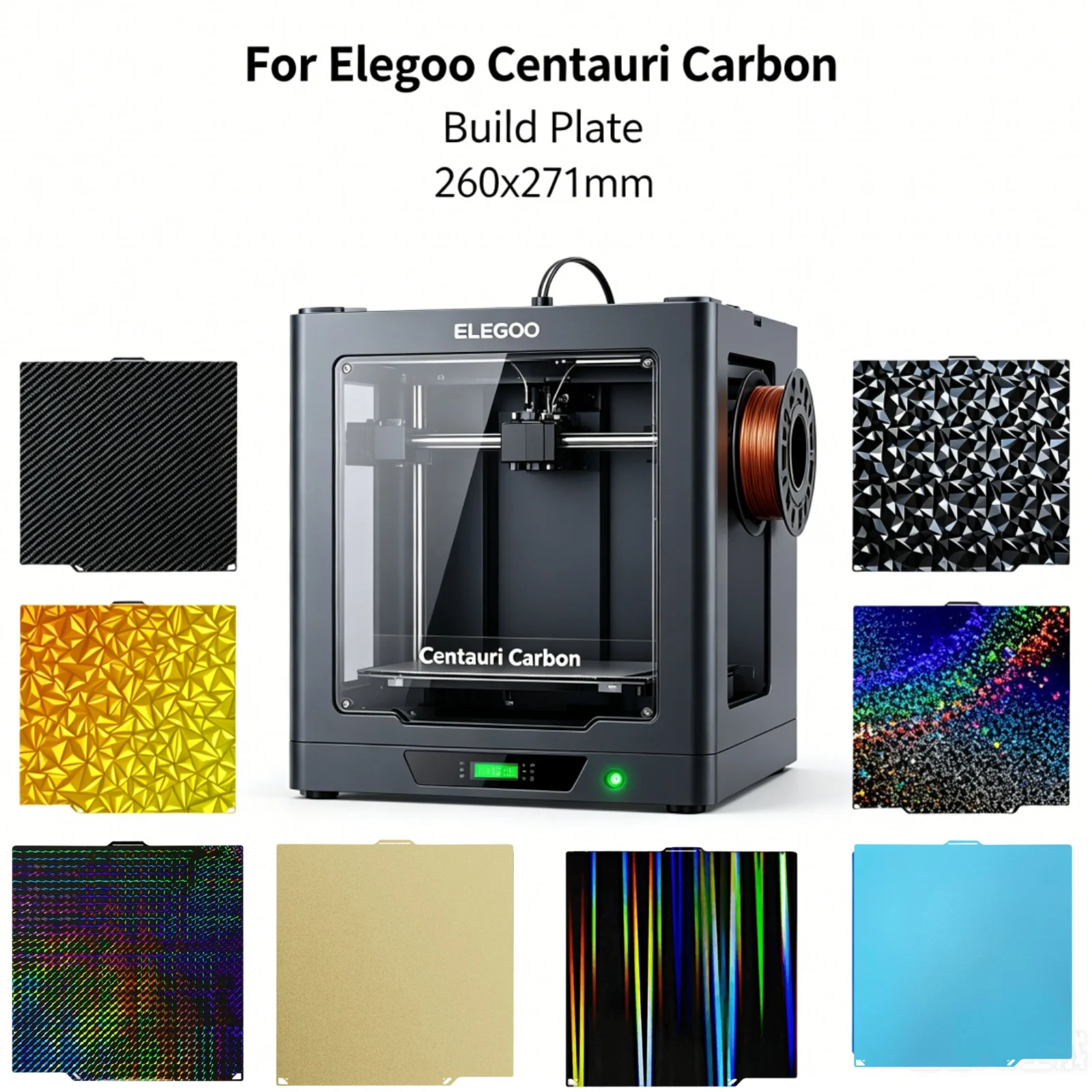 Für Elegoo Centauri Carbon-Bauplatte 260x271mm Centauri Carbon-Bauplatte Doppelseitige PEO PET-Folie Zubehör 3D-Drucker-Teile