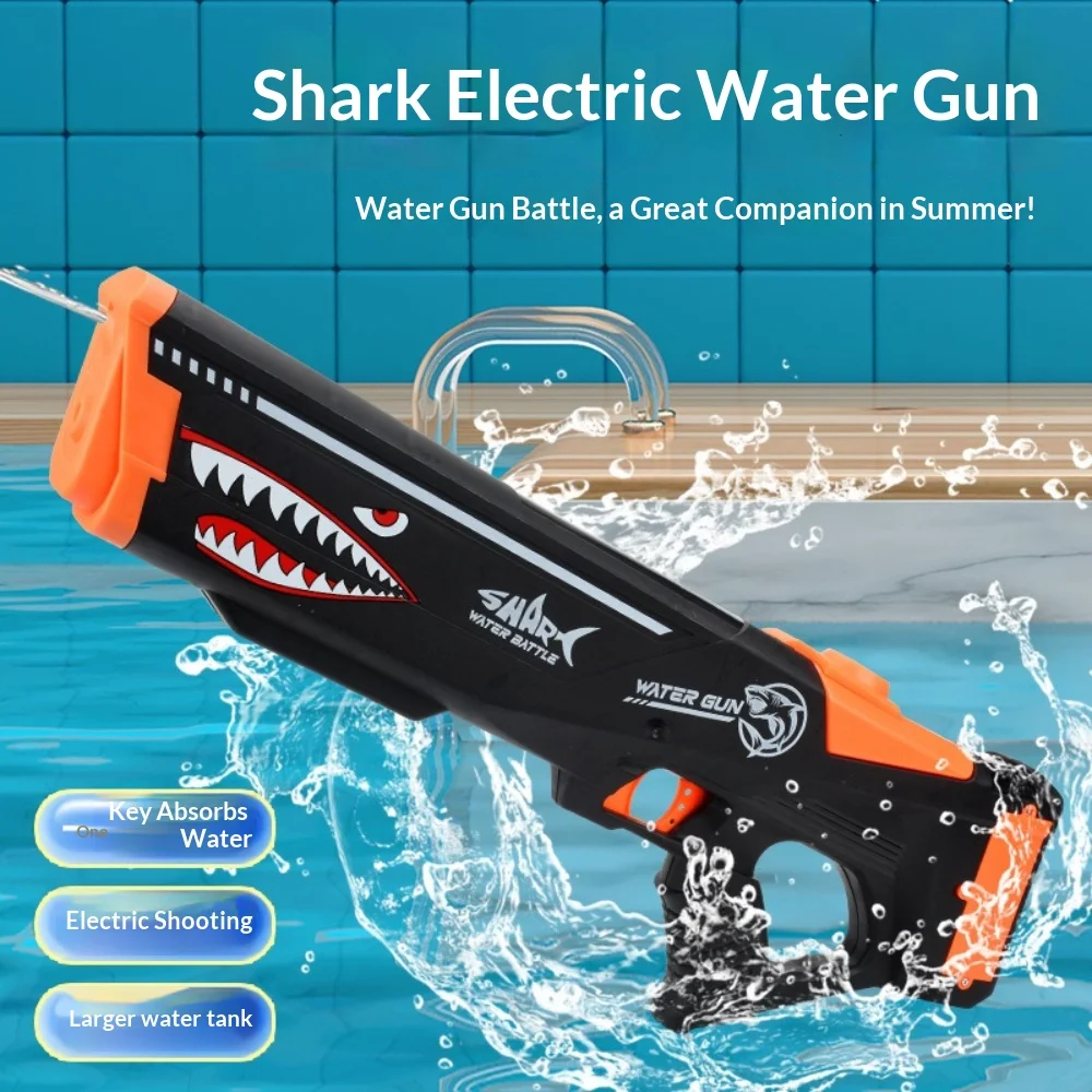 Shark Electric Self-Suction Water Gun Automatic Multiple Shots Water Spraying Large Capacity Water Dispensing Gun Children's Toy
