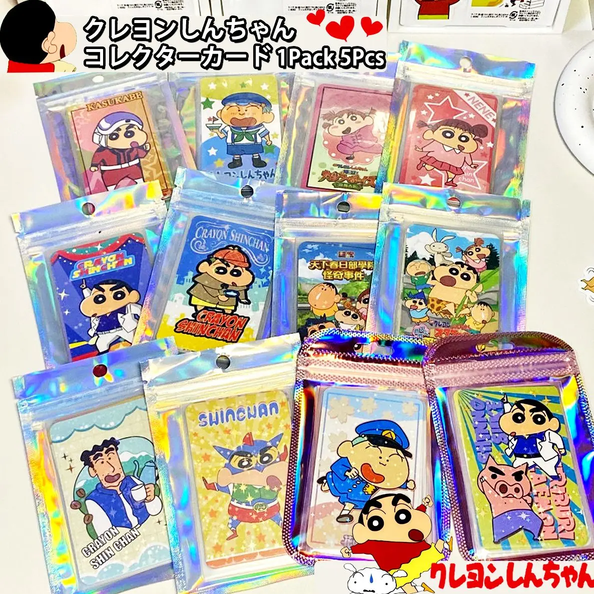 

Crayon Shin-Chan Card Collectible Cards Case Cute Japanese Anime Laser Cards Flash CardOrnaments Stickers Collectible Bookmarks