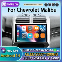Android 14 Carplay Auto WIFI+4G For Chevrolet Malibu 2012 2013 2014 2015 Car Radio Multimedia Video Player Stereo 2DIN Head Unit