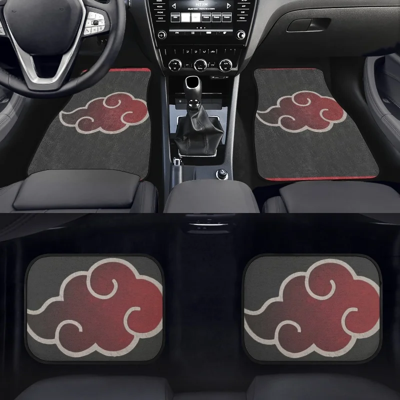 INSTANTARTS Fashion Red Could Print Car Front and Back Floor Mats Personality Comfortable Non-slip Vehicle Protective Cushion