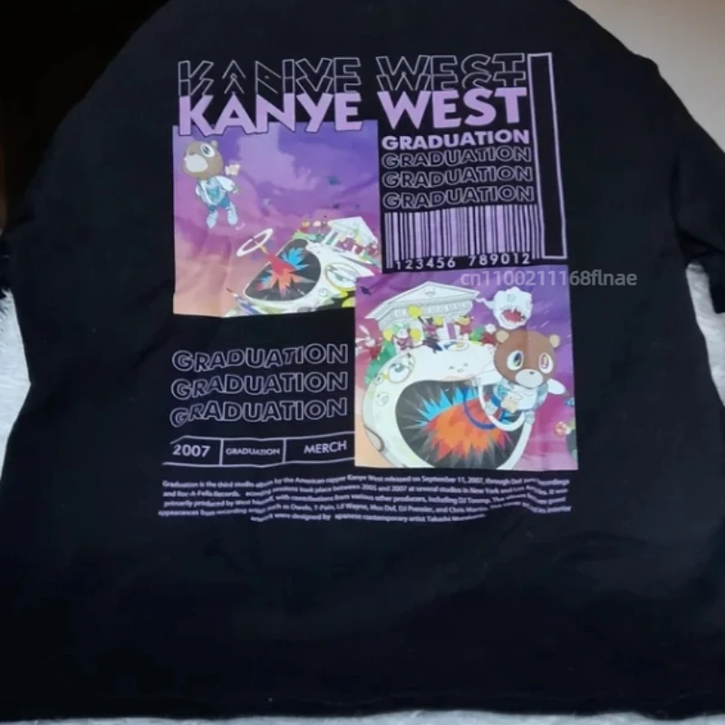 새로운 스트리트 댄스 의상 탑, 유니섹스 양면 프린트 티셔츠, 스트리트 캐주얼 무대 공연 의상, 테디 베어 탑