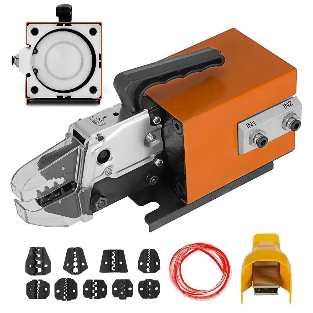 

Pneumatic Crimping Tool AM10 Air Powered Wire Terminal Crimper Machine with 10 Sets of Dies for Various Terminals