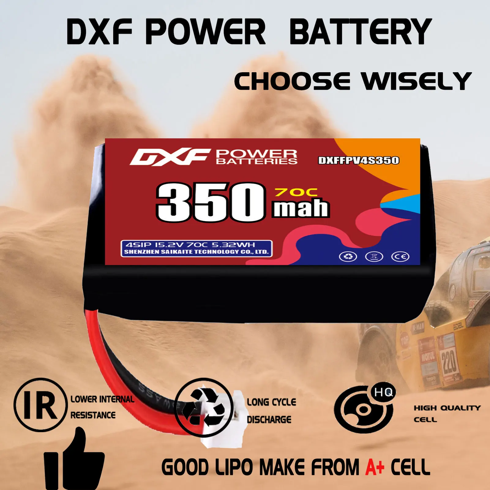 Batterie Lipo 4s 350mAh 70C 15.2V avec prise XT30 XT60 JST pour avion RC hélicoptère quadrirotor FPV Drone de course pièces de rechange