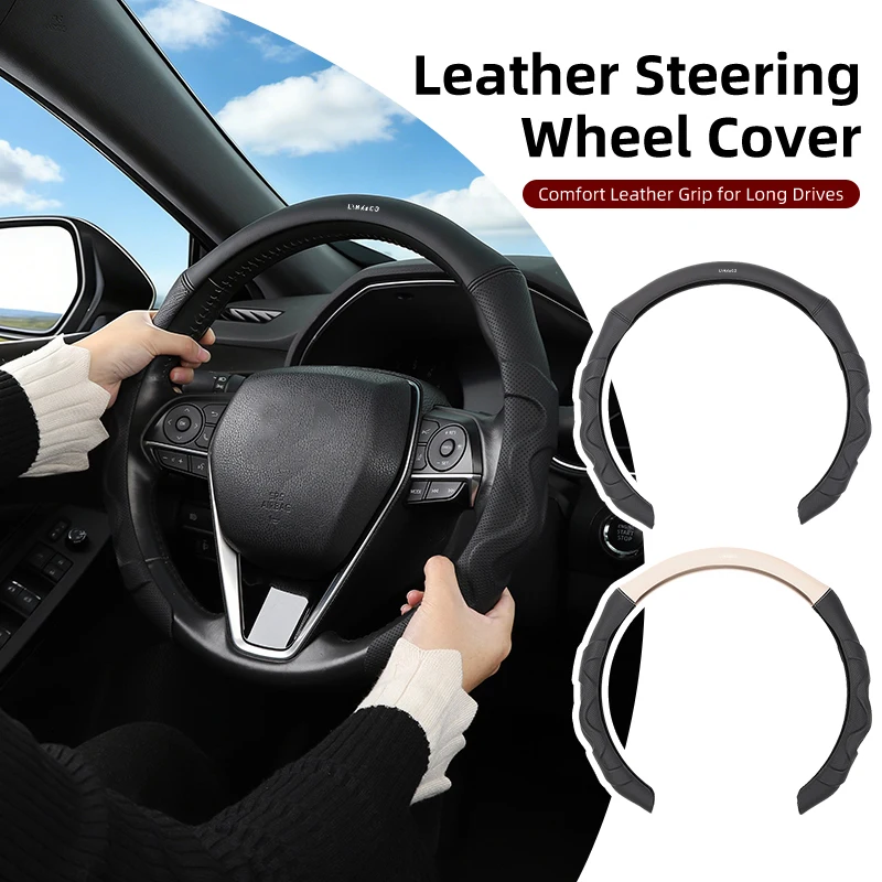 Car accessories 38 cm All Season Genuine Leather Steering Wheel Cover For LYNK&CO Co 01 02 + Hatchback 03+ Phev 05+ Phev 06 09 4
