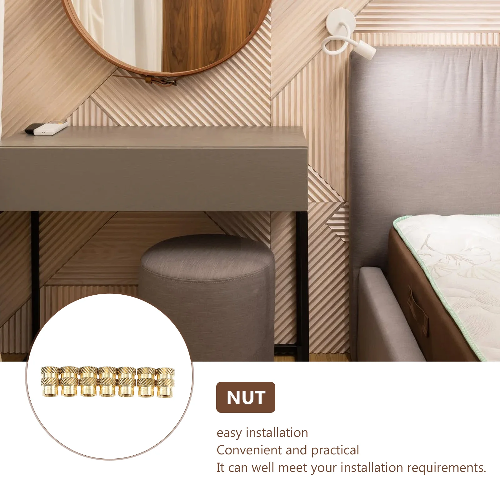 

20Pcs Copper Threaded Furniture Nut Insert Fastener Connector for Solid Wood Threaded Nut Copper Screw Screw for Wood Furniture