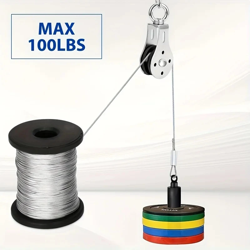 50m/196ft Stainless Steel Wire Rope with 50 Aluminum Crimps, 7x7 Strand Core 304 Cable for Outdoor Hanging, Clotheslines, Garden