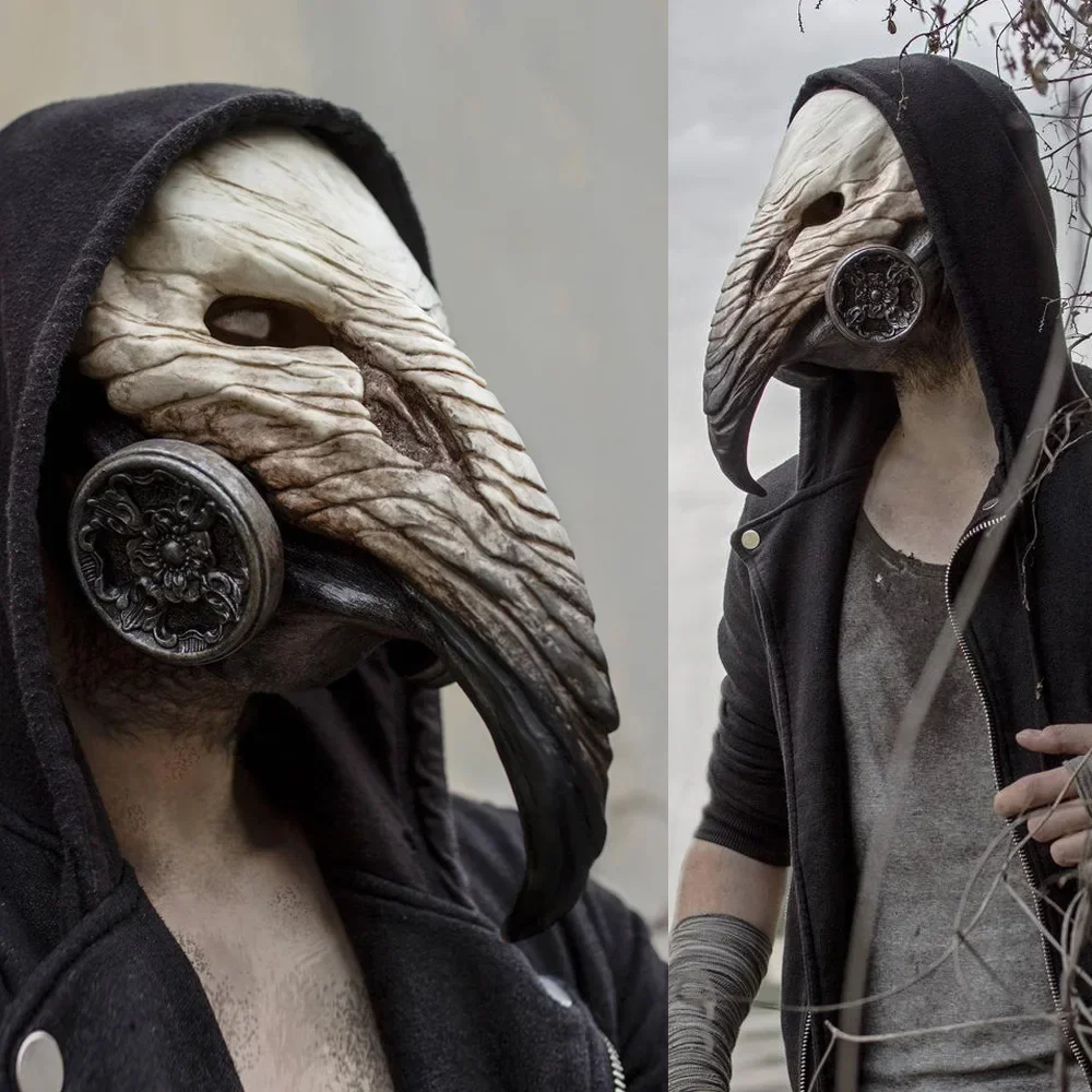 Horror Steampunk Plague Doctor Beak Mask Long Nose Bird Beak Latex Skull Masks Carnival Masquerade Halloween Party Costume Props