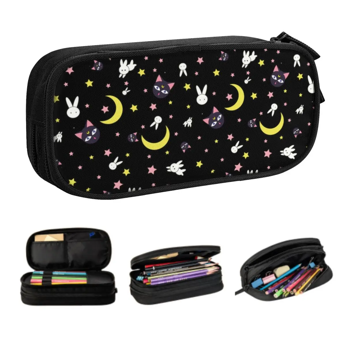 Custom Cute Sailor Moons Pattern Pencil Case for Boys Gilrs Custom Luna Large Capacity Pen Box Bag Stationery