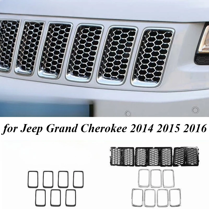 for Jeep Grand Cherokee 2014 2015 2016 Front Insert Honeycomb Grille Mesh Decoration Cover Racing Grills nEW