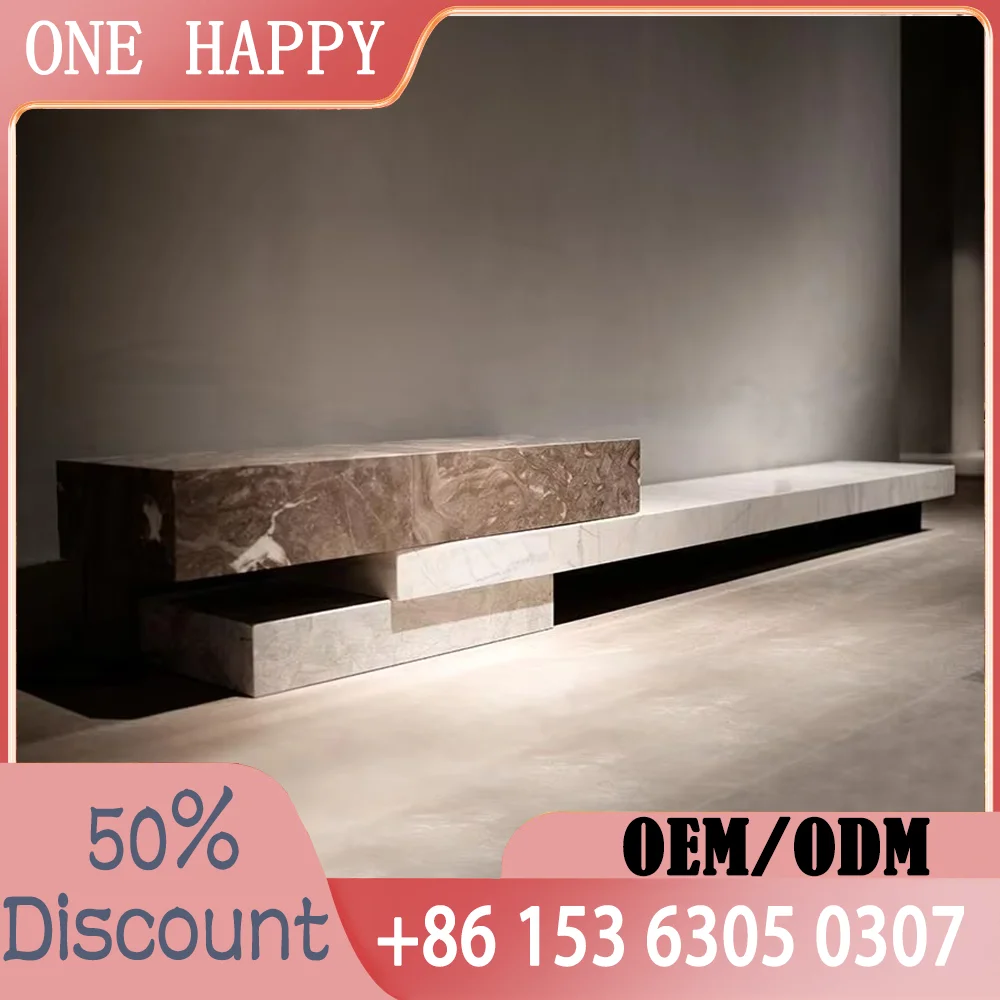 

Роскошная итальянская ТВ-консоль из натурального мрамора, водостойкая и устойчивая к царапинам, сертифицированная EO, настраиваемый развлекательный центр виллы