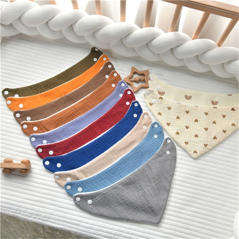 Bavoir Triangulaire en Coton Doux pour Bébé, Écharpe Super Absorbante pour Nouveau-né, Serviette de Salive pour Rôt et Gril