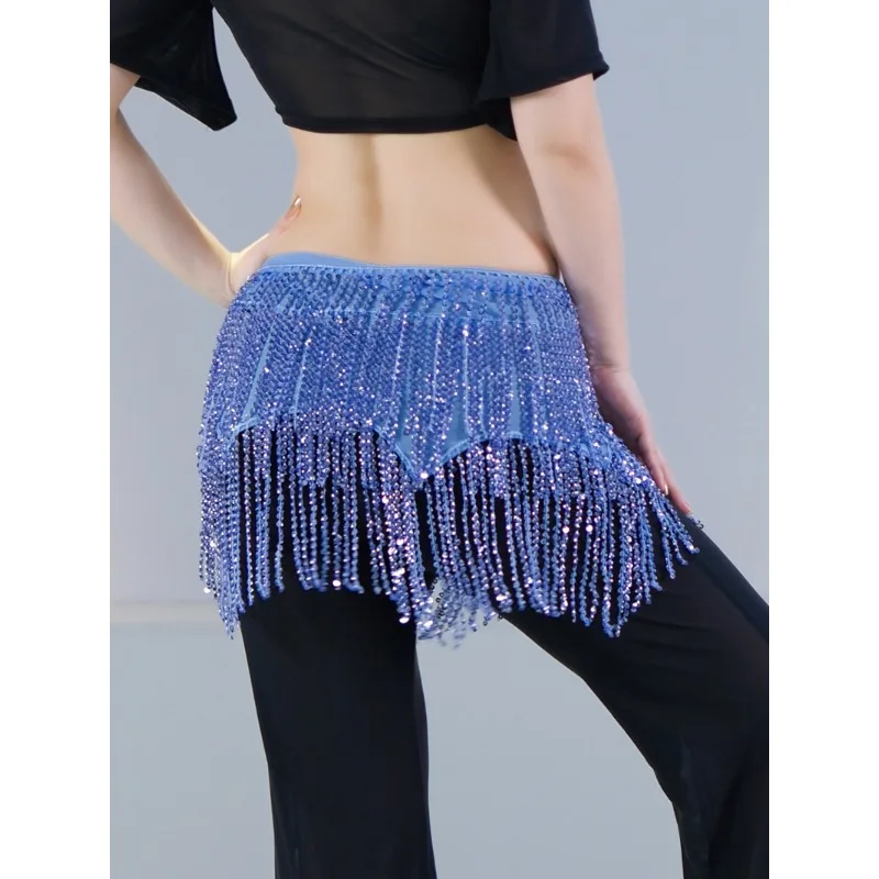 customized bellydance hip scarf sequins tassel oriental dance practice suit waist chain stage performance jazz dance waist scarf