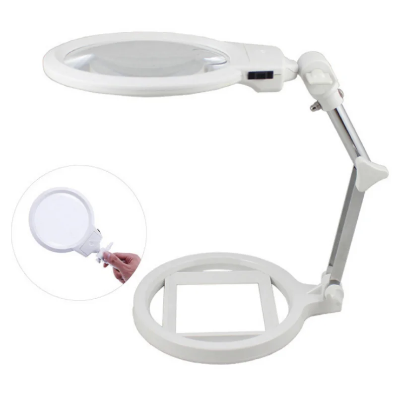 130mm Desktop Illuminated Magnifying Glass LED Magnifying Glass Foldable Desktop Reading Magnifying Glass for Reading Repair