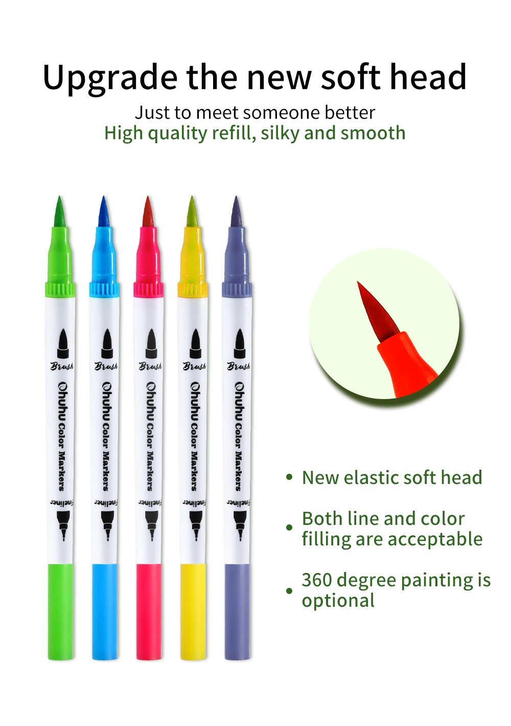 Ohuhu Art Markers Dual Tips Line Marker Set Aquarellstift Färbung Aquarellpinsel Fineliner Malerei Zeichnung Schulbedarf – Detail 6