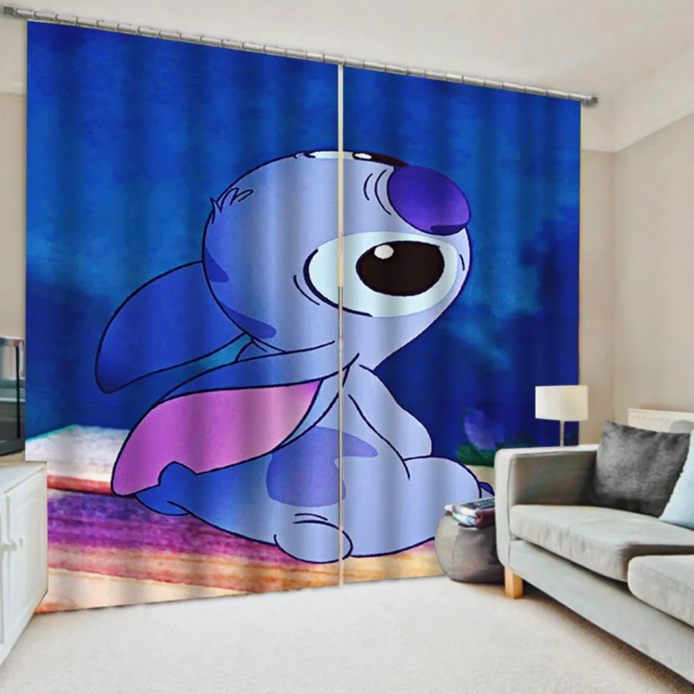 Fashion Cartoon Brand New Digital Printing Brushed Blackout Curtains Can Be Sewn Purple Custom Curtains