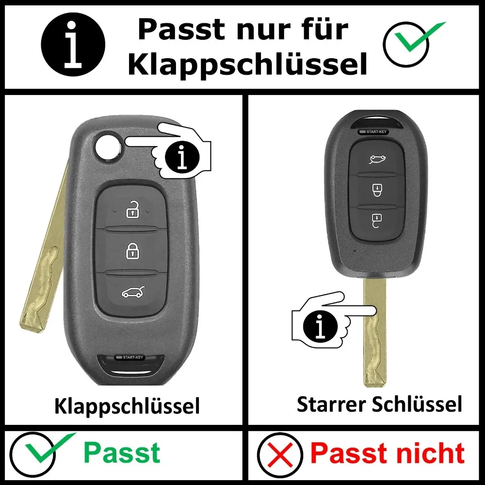 3 Key Buttons Flap Key Case For Renault Kadjar Captur Megane Twingo Master Trafic