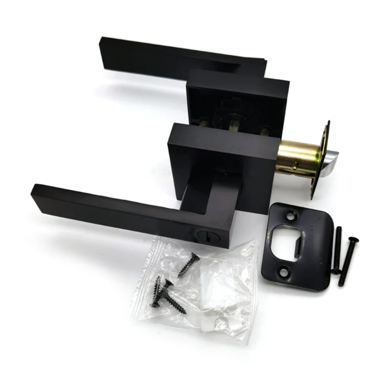 Y1UD Reinforced Security Door Handle Set Impact Resistant Door Lock Aluminum Invisible Handle Lock Simple Install for 35-50mm