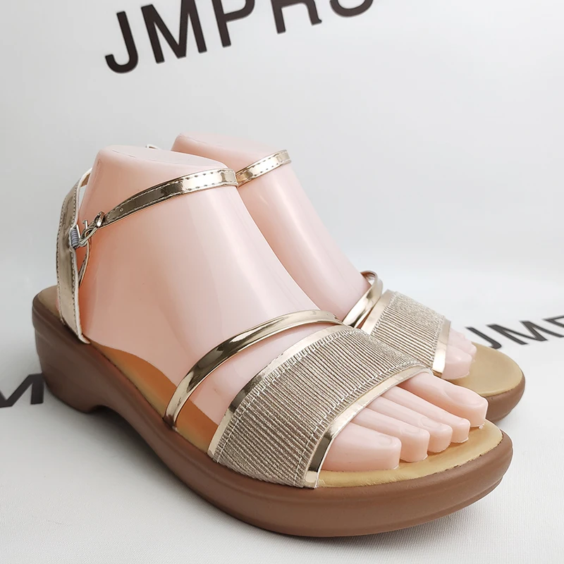 Gold Silver Platform Sandals Women 2023 Summer Thick Heeled Wedges Sandals Woman Plus Size 43 Ankle Strap Gladiator Sandalias