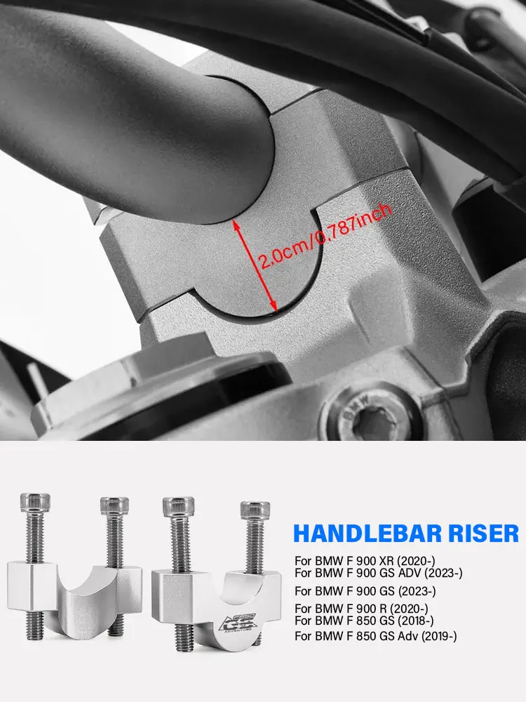 Podwyższenia Kierownicy Do BMW F850GS F 850 GS Adv F900GS GSA F900XR F900R F 900 XR Mocowanie Kierownicy Zwiększające Wysokość Wspornik Przesunięty Do Tyłu (Silver - GS) — Zdjęcie 2 z 2