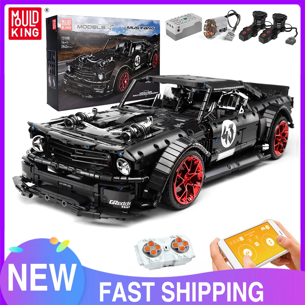 MOULD KING 13108 Technical Car Toys MOC-22970 APP&RC Motorized Mustang Hoonicorn Model Building Blocks Bricks Kid Christmas Gift