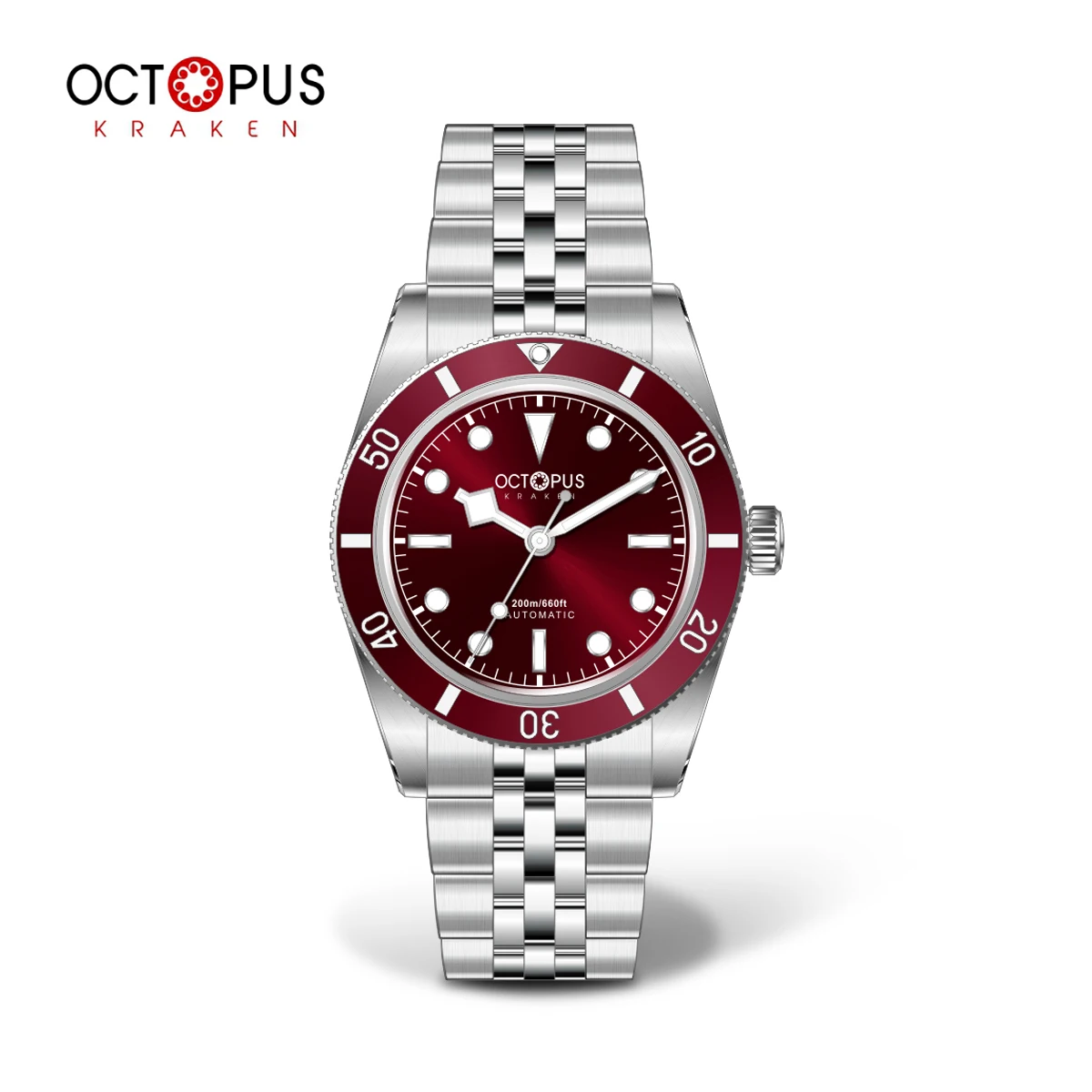Octopus Herren Automatikuhr 37mm Mechanische Armbanduhr Taucheruhr 20ATM Wasserdicht BGW-9 Leuchtende Aluminium-Lünette PT5000 SW200