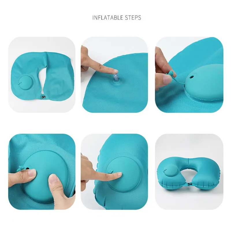 (1pc)Inflatable Pillow Travel TPU Pressed U-shaped Pillow Outdoor Travel Portable Neck Protection Pillow