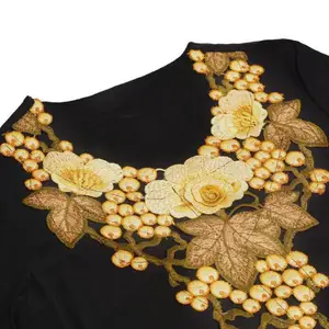 Langes weibliches, langes T -Shirt, weibliche Tops, Stickerei, Gold, Trauben, Perspektive, Elastizität, junge Dame Mode, Sommer 8 Hauptverkaufshemd - №3