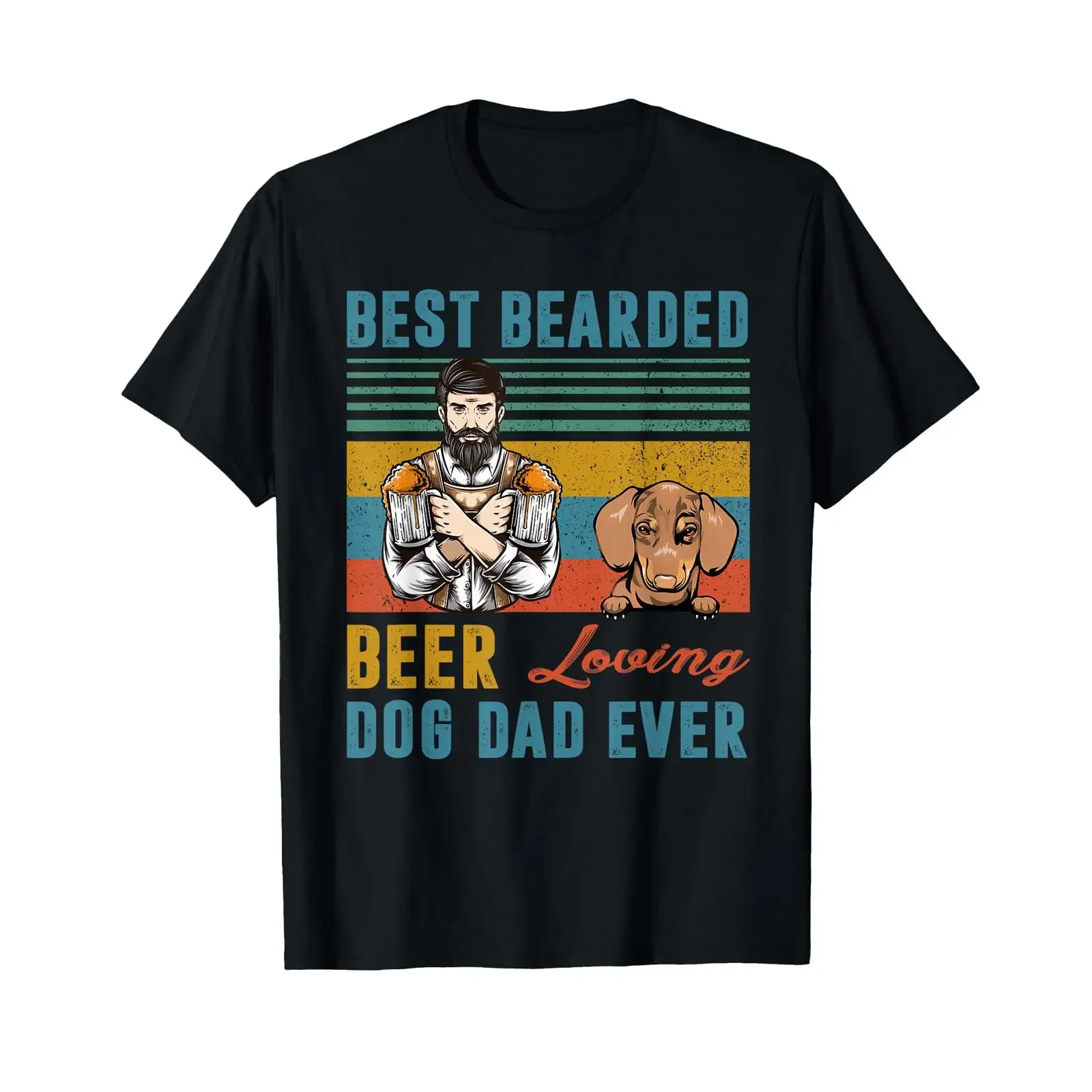 Best Bearded Beer Loving Dog Dad Ever Dachshund Lover T Shirt vintage Washed homme Stretched streetwear designer clothes