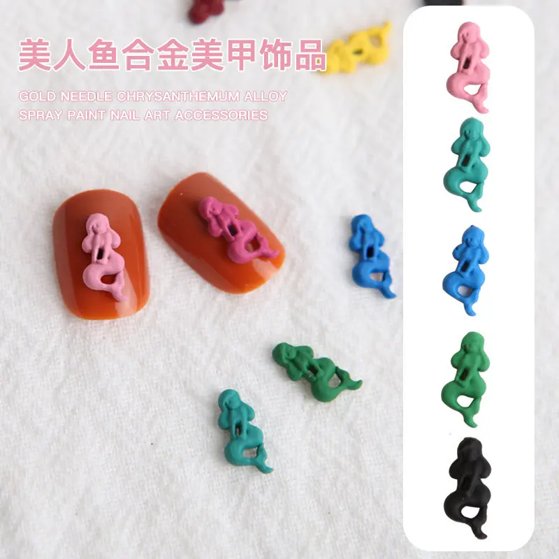 20Pcs/Lot New Nail Art Spray Paint Alloy Jewelry Color Mermaid Nail Sequins DIY Stereoscopic Mermaid Nail Jewelry