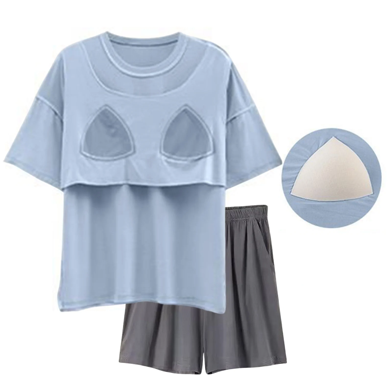 Women's Two-Piece Home Clothes Simple Style Top with Chest Pad Design for Party Travel Holiday Vacation