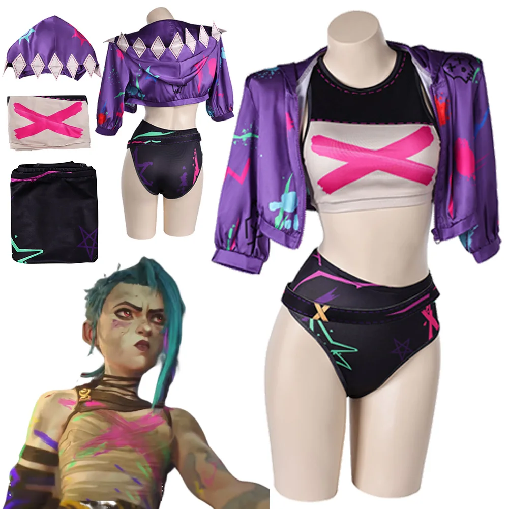 

Fantasia Arcane Jinx Cosplay Sexy Lingerie Set Summer 2024 Game LoL TV 2 Disfraz Costume Women Halloween Carnival Party Clothes