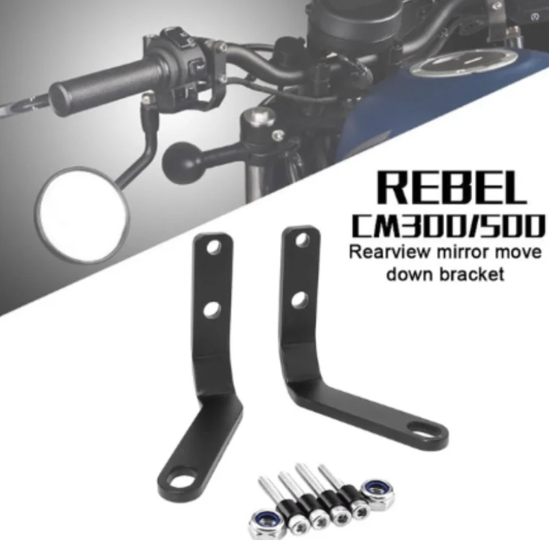 Mirror Flip for Honda Rebel CM300/500 Mirrors Extension Kit Rearview Mirror Down Bracket Flipped Mirror Mod，Accesorios Para Moto