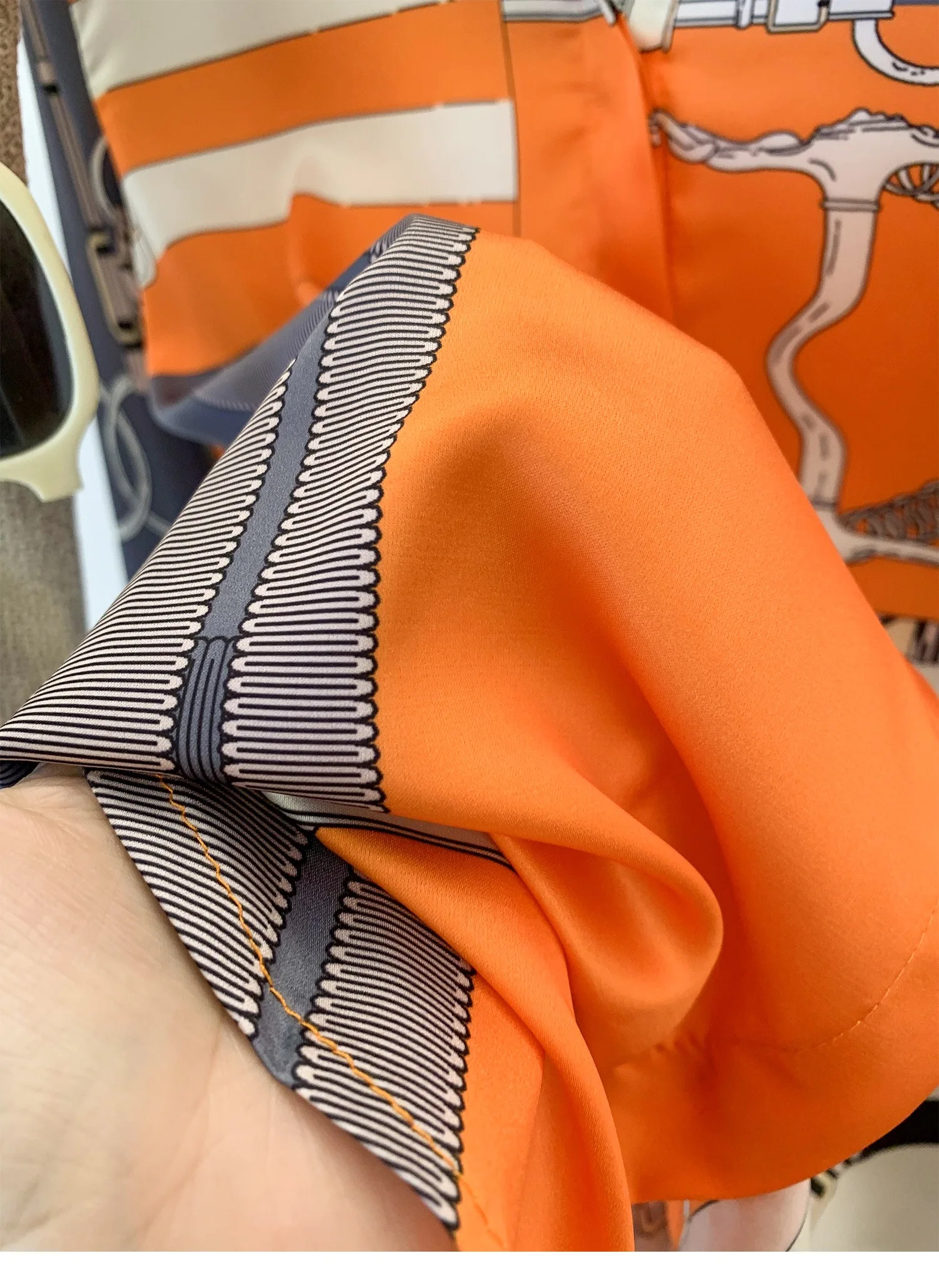 Luxury Brand Design Imitation Silk Orange Grey 2025 Spring Summer Long Sleeves Shirt For Women Elegant Fashion Lady Top Clothes image 5