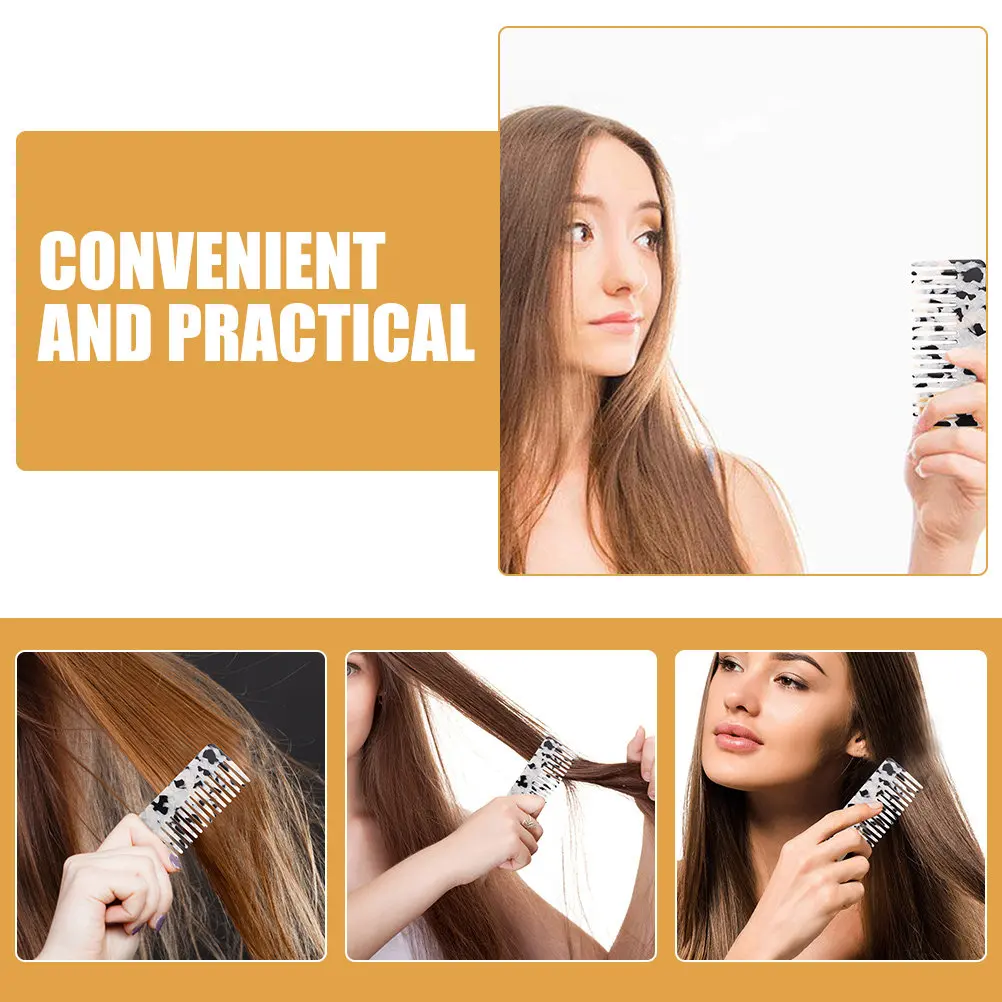 2Pcs Fashionable Acetate Anti Static Combs for Women Large Tooth Detangler Comb Curl Styling Shower Wet Hair Use Travel Friendly