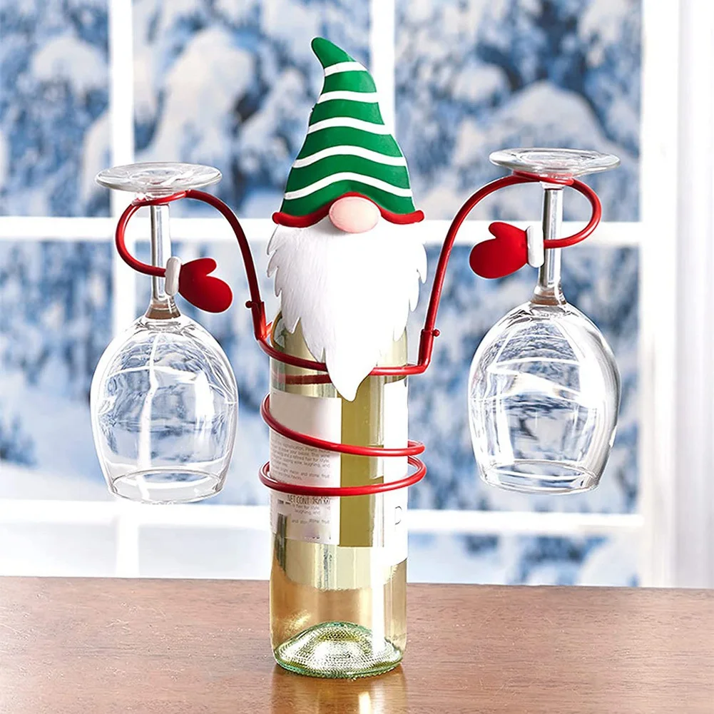 A76I-Holiday Wine Bottle Glass Holders Countertop, Hold 1 Wine Bottle And 2 Glasses, Perfect For Home Decor Kitchen Storage
