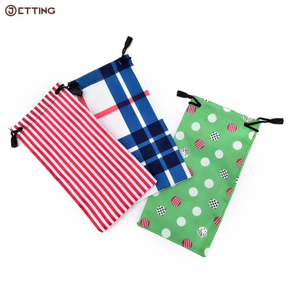 5pcs/lot Polyester 175gsm Pull Ropes Glasses Bag  Sunglass Eyewear Glass Cloth Bag Pouch Random Color 18*9cm