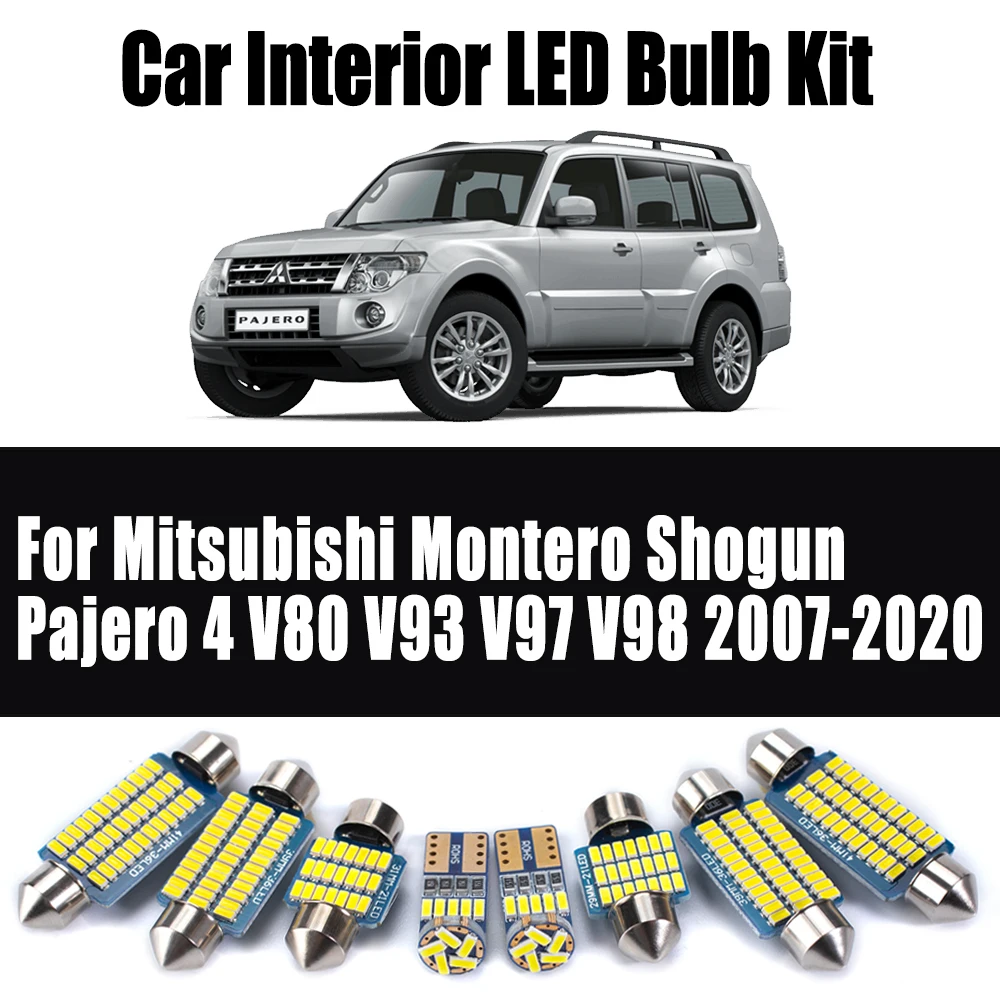 15 Uds. Para Mitsubishi Montero Shogun Pajero 4 V80 V93 V97 V98 2007-2020 Kit de luces LED Canbus para interior, techo y maletero