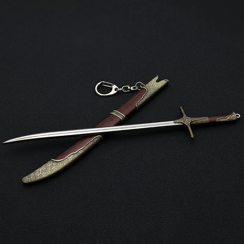 Espada Aerondight de 22CM de Metal completo con funda, hoja plateada, arma coleccionable, modelo Monster Slayer, artefacto inspirado