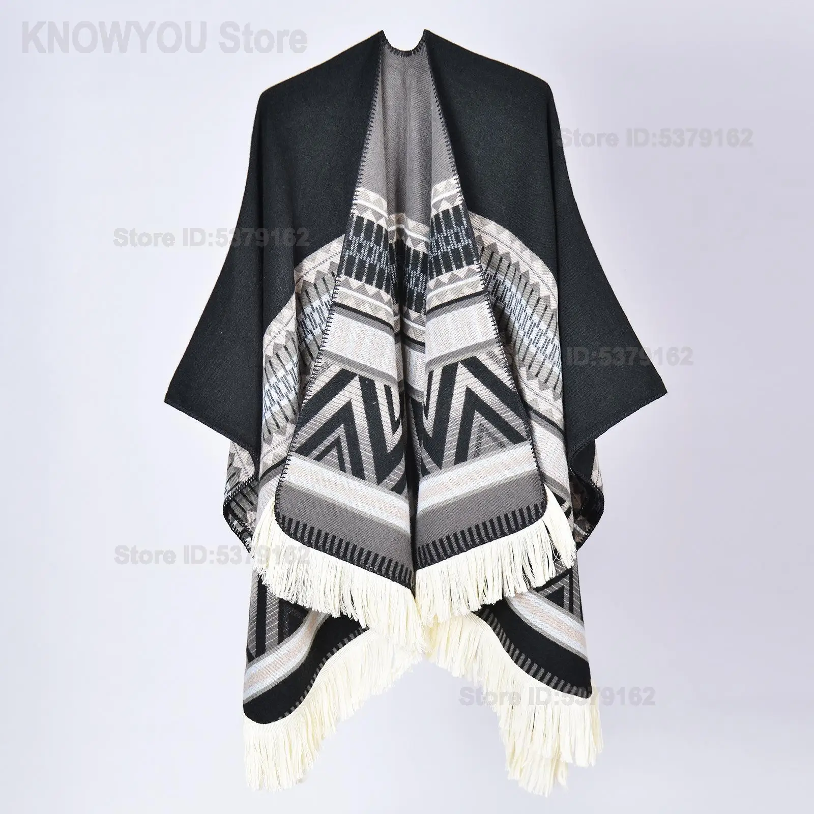 Women Imitation Lamb Wool Thickened Ethnic Style Large Shawl Bright Color for Inner Mongolia Grassland Travel Photo Shooting