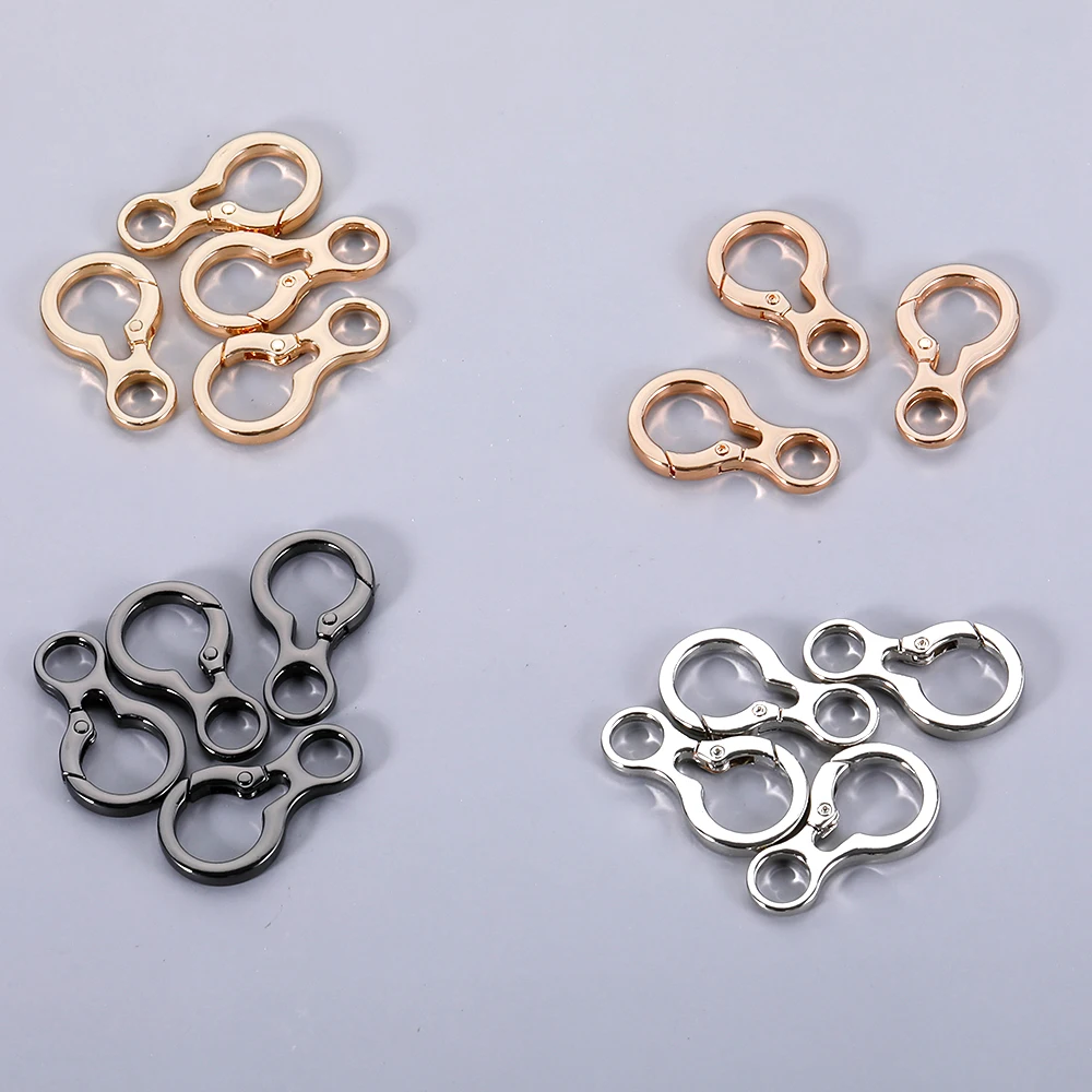 100pcs Metal New Style Ring Snap Hook Spring Gate Trigger Clasps Clips for DIY Leather Craft Belt Strap Webbing Keychain Hooks