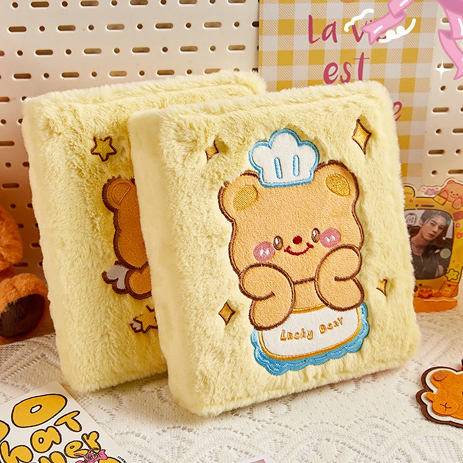 كتاب بطاقات الدب الكريمي القطيفة 4 ألبوم صور شبكي كتاب تذكار ستار تابع 3 بوصة كتاب تخزين البطاقات الصغيرة #2