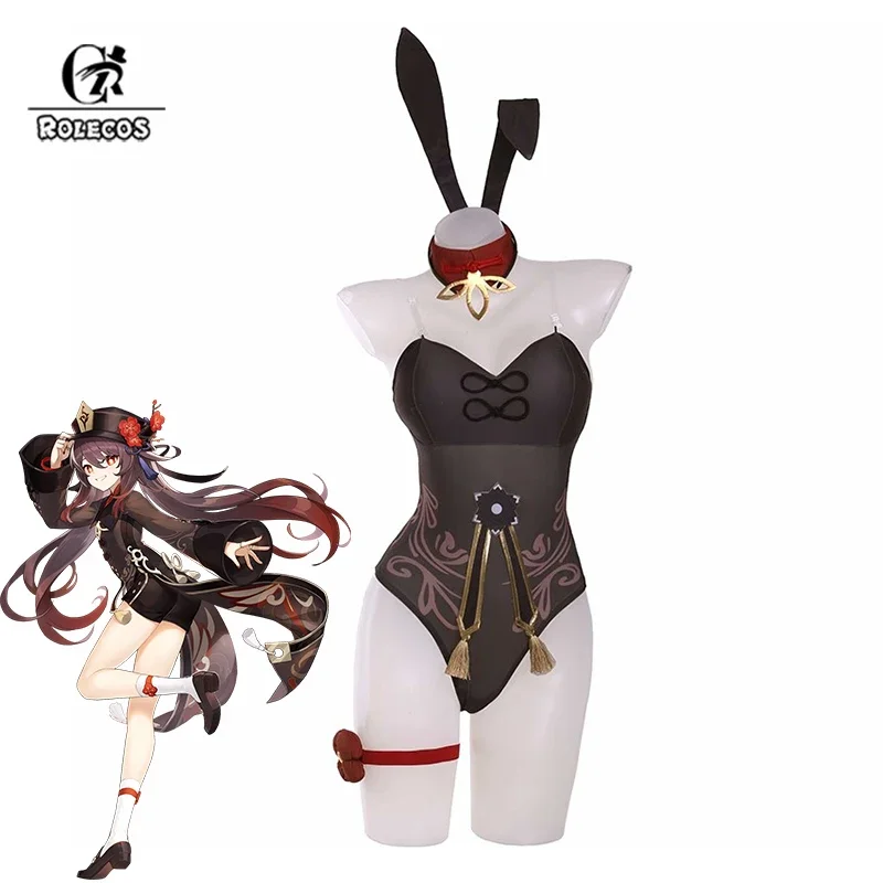 زي تأثيري Genshin للنساء ، فتاة الأرنب ، بذلة مثيرة ، مجموعة كاملة أصلية ، روليكوس هوتاو