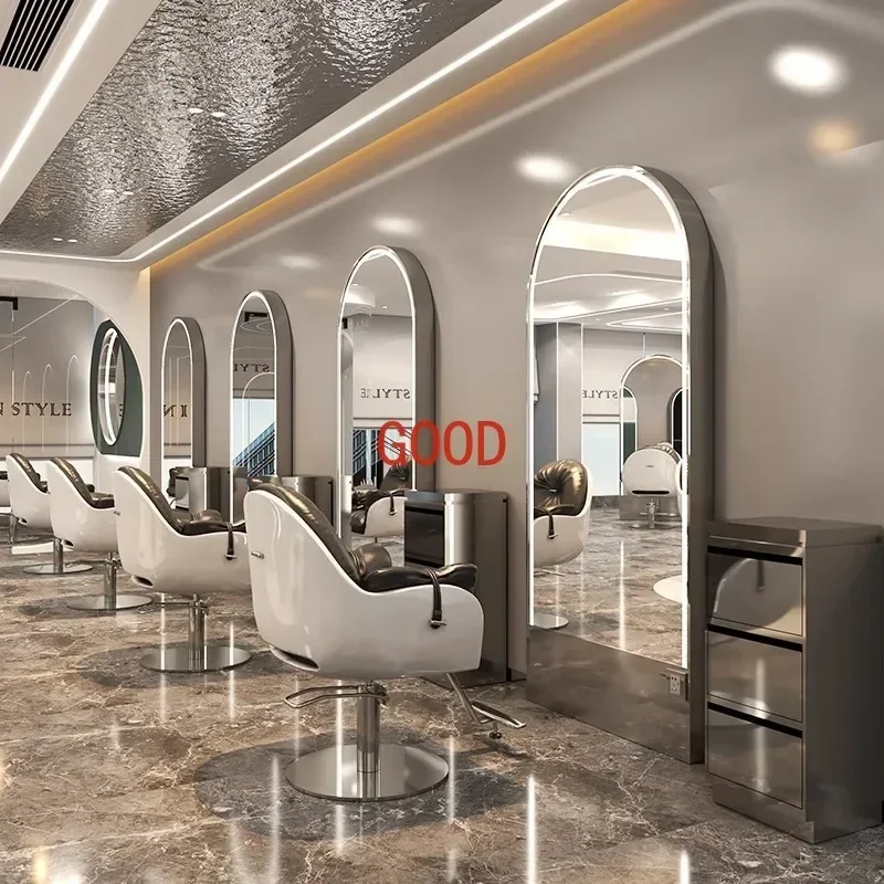 New Internet celebrity hair mirror table single and double floor mirror barber shop