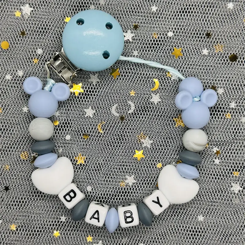 Custom Name Pacifier DIY Silicone Baby Pacifier Clips Personalised Name Colorful Pacifier Chains Teething BPA Free Silicone Gift